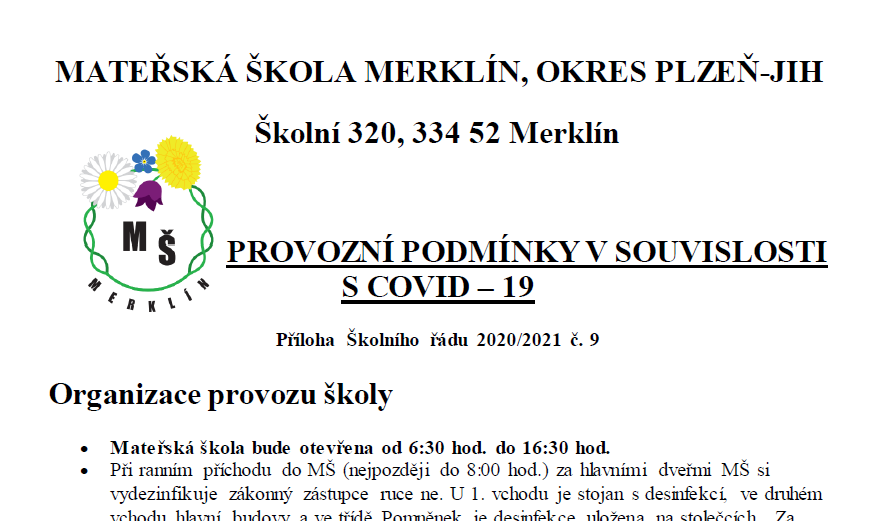 Otevřít info v pdf školní řád - printscreen