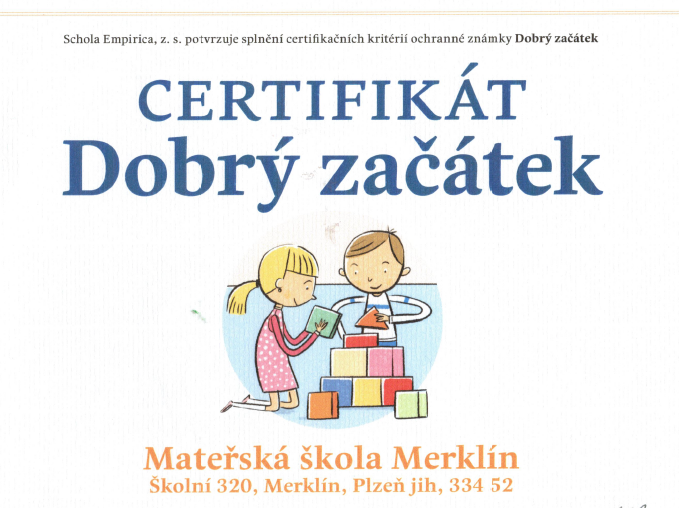 Otevřít info v pdf Dobrý začátek - certifikát - printscreen