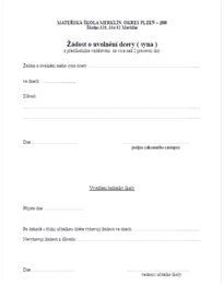 Otevřít info v pdf žádost o uvolnění předškoláka - printscreen
